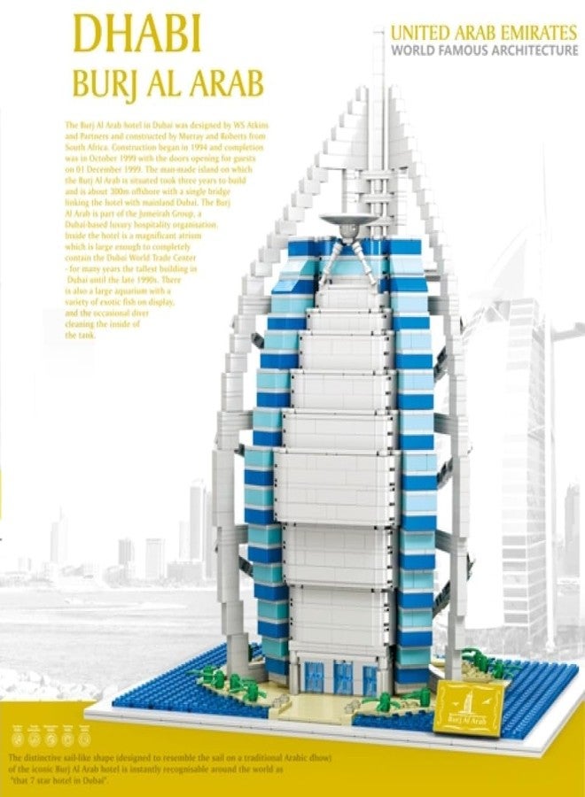 Onecado Dhabi Burj-Al-Arab Hotel Construction Building Blocks Set,United-Arab-Emirates World Famous Architecture Building Blocks 3D Assembled DIY Brick Toy, Suitable For Boys & Girls,Adults (2280 PCS) - Image 3